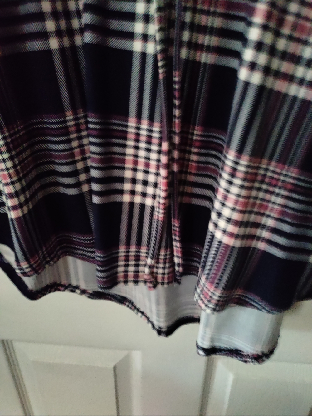Bobbie Brooks Navy, White & Pink Plaid Drawstring Tunic Dress - Picture 5 of 9